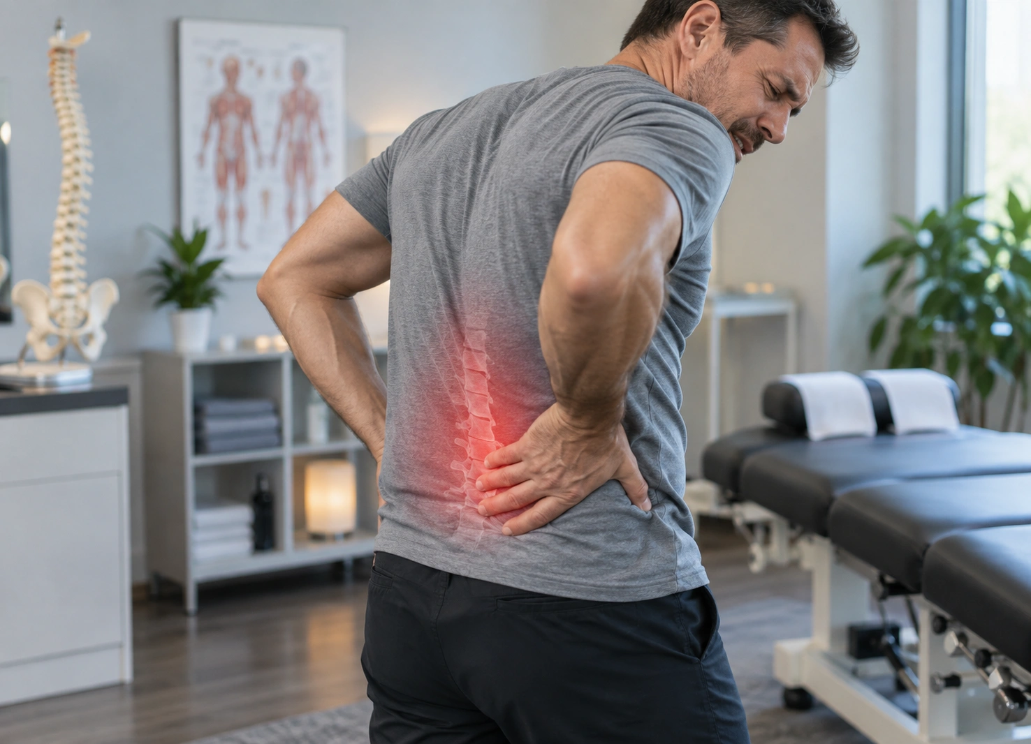 Illustrative image of a person experiencing lower back pain
