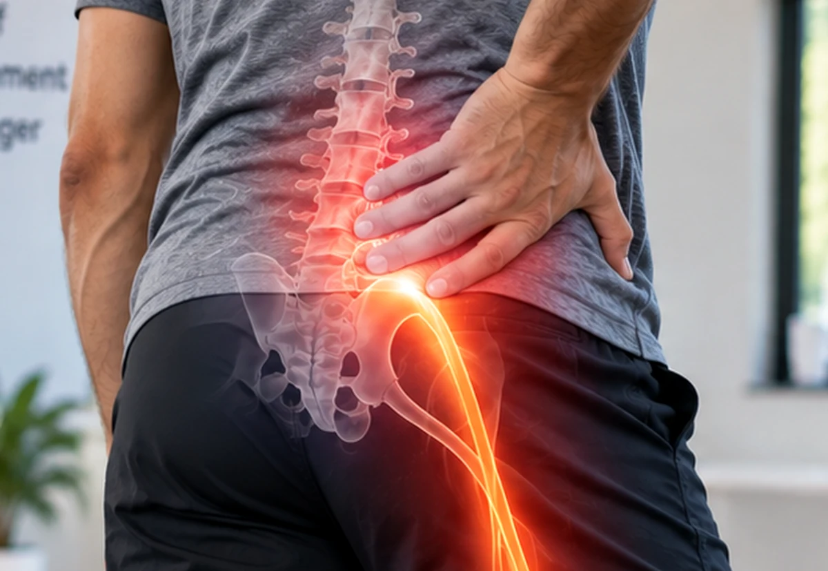 Illustration of lower-back pain and sciatic nerve discomfort