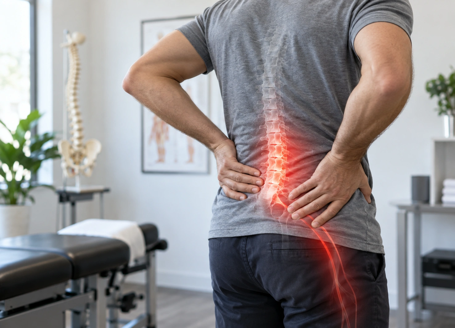 Illustrative photo of a person experiencing lower back discomfort